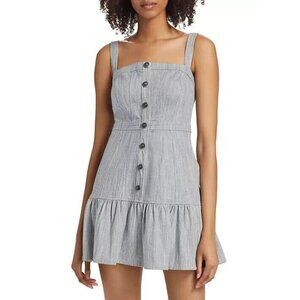 cinq a sept Light Gray Striped Button-Front Sundress